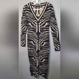 Animal Print Knit Bodycon Midi Dress Fitted V-neck NWT 1X